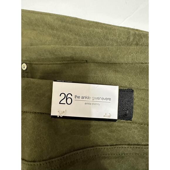 7 For All Mankind Womens Olive The Ankle Gwenevere Skinny‎ Snake Pants Size 26 - Picture 5 of 7